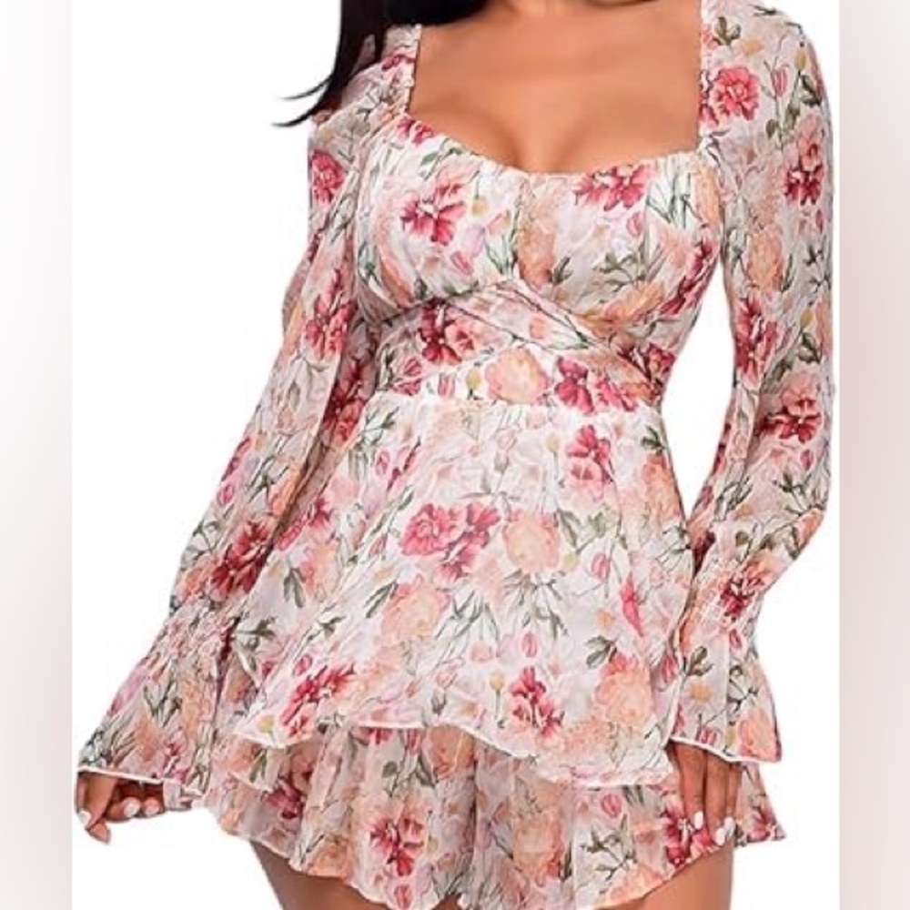 Floral Off-Shoulder Feminine Bohemian Blouse Top or Mini Dress